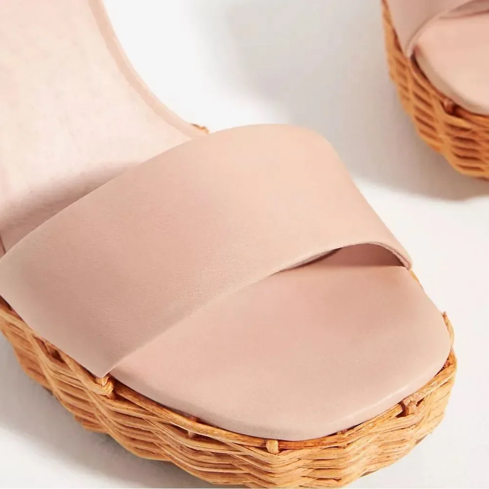 Anthropologie x Jeffrey Campbell Platform Pink Leather Basket Heels US 10